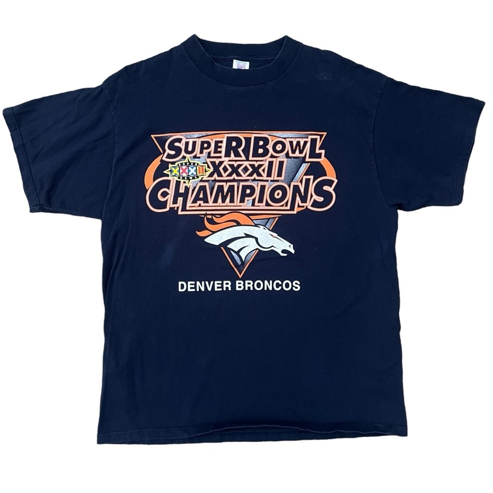 Vintage 90s Logo 7 - Super Bowl XXXIII 1998 Champions Denver Broncos - Navy XL